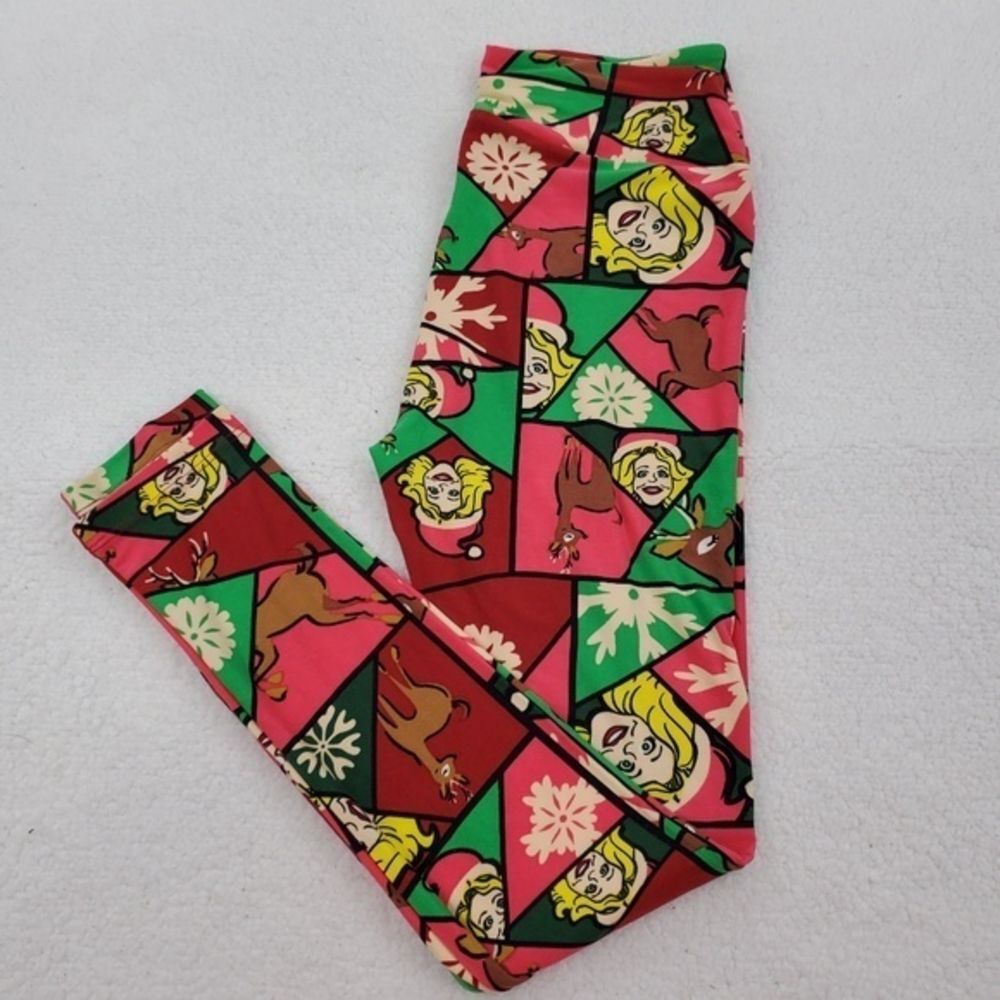 Lularoe OS‎ One Size Leggings Christmas Deer Mrs Cl